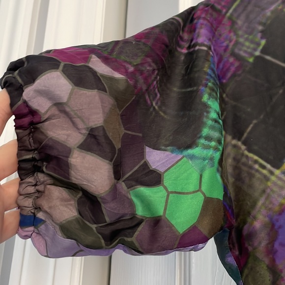 Aoyama Itchome silk scoop neck a-line dress with various scale like print - Picture 7 of 11